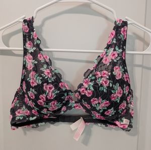 Victoria's Secret PINK Black Lace Push-up Bra
